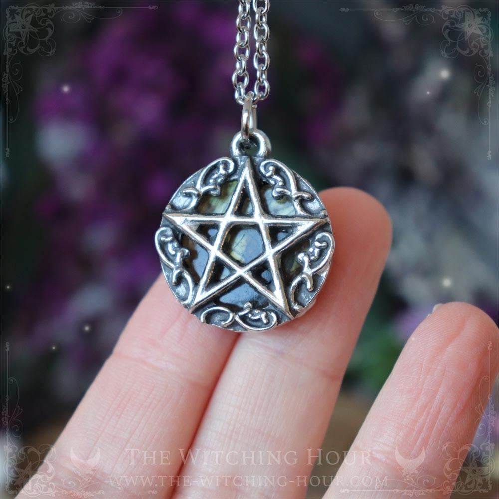 Pendentif pentacle labradorite