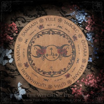 Sigil of Lilith wheel of the year with triple moon and roses