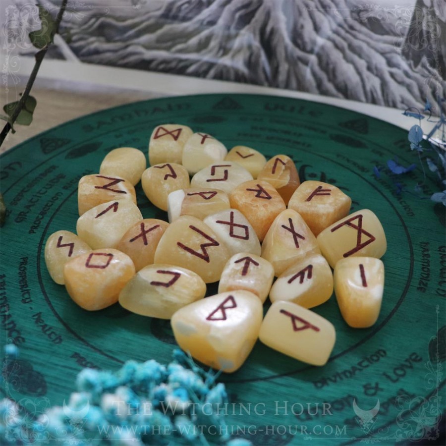 Handmade topaz jade runes