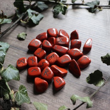Handmade red jasper runes