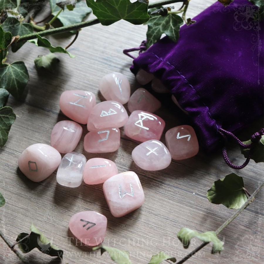 Runes artisanales en quartz rose