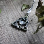 Celtic triquetra pendant with rainbow moonstone