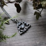 Celtic triquetra pendant with rainbow moonstone
