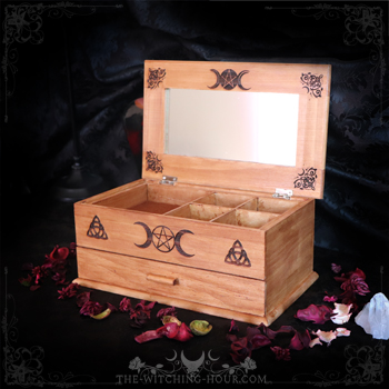 Pentagram wooden jewelry box