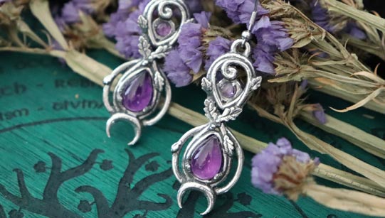 Amethyst elven earrings