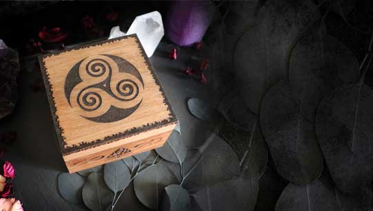 Celtic triskel wooden box