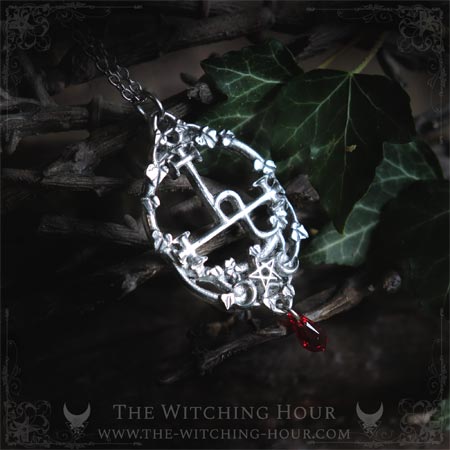 Lilith's sigil necklace with pentacle and moon crescent