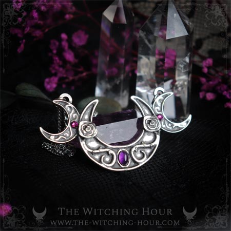 Collier triple lune avec améthyste