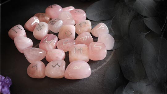 Rose quartz runes set